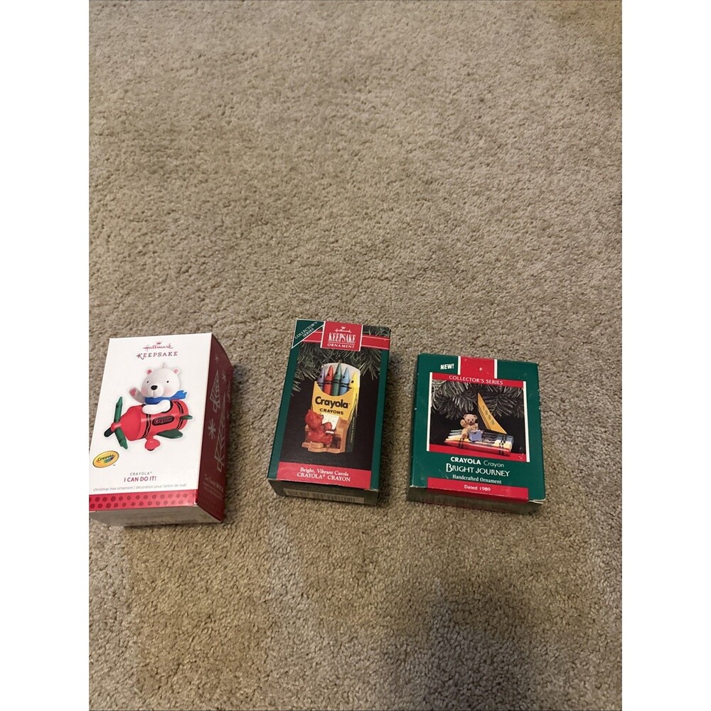 Vtg Hallmark Crayola Crayon Keepsake Ornaments Lot Of (3) 1989,  1991, 2013